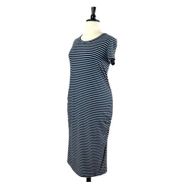 Time and Tru Maternity Dress Tee Shirt Midi Blue Stripe Women’s Size Large 12/14 - Picture 4 of 12